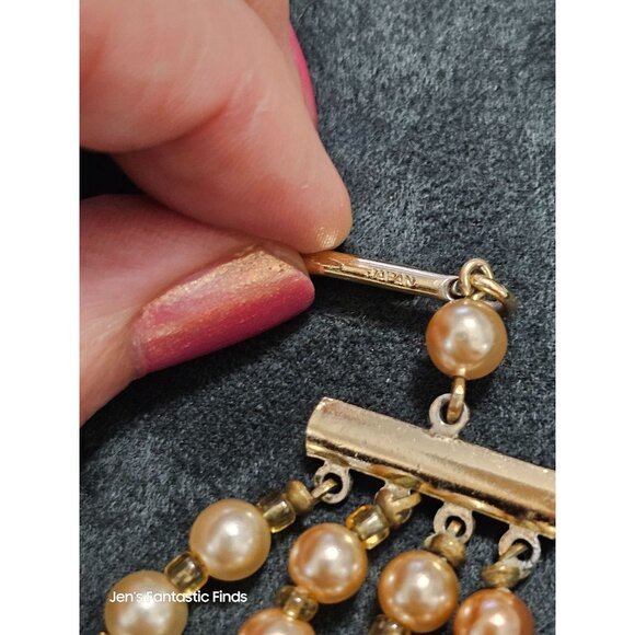 Vintage Multistrand Faux Pearl Necklace With Adjustable Clasp Made In Japan 18"- - Picture 6 of 14